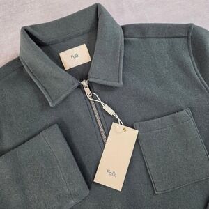 Folk Geldof Quarter Zip Pullover Mens S Sage Green New British Minimalist Style